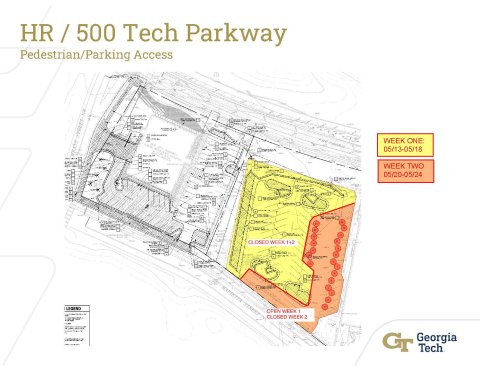 500 Tech Parkway Pedestrian and Parking Access May 13 - May 24