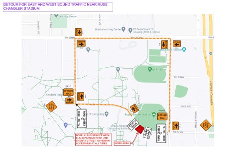 Ferst Drive Road Closure Near Baseball Stadium March 2024