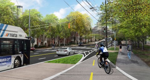 Tech Parkway: Luckie Street Cycle Merge Tech Parkway: Luckie Street Cycle Merge
